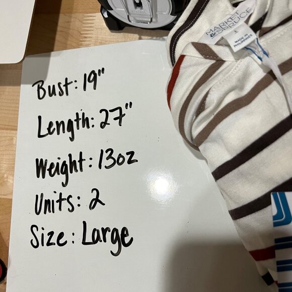 Market & Spruce Striped Hooded Long Sleeve Top Ivory Red Brown Size Large NWT - Picture 11 of 11